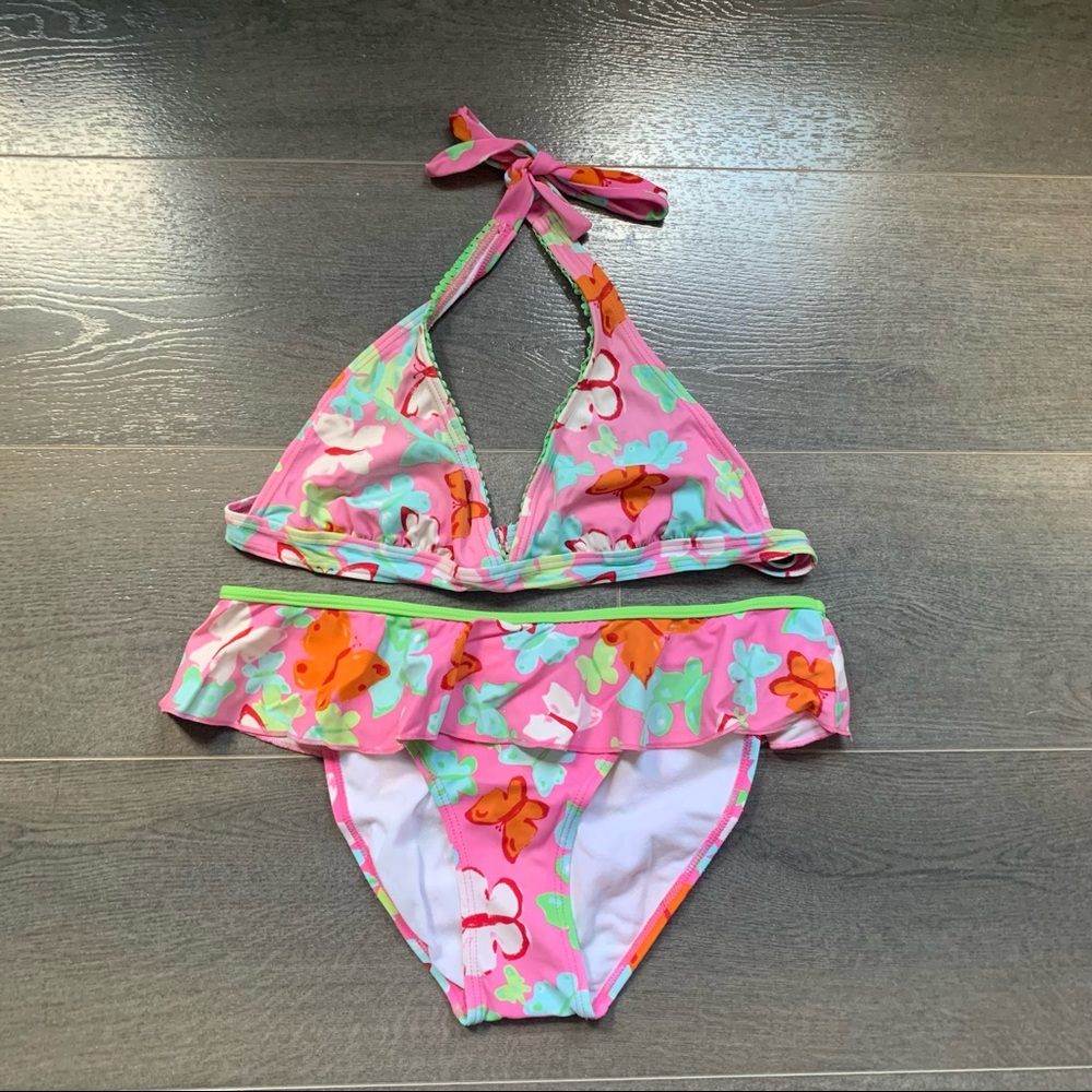 Xhilaration 2 pc Pink Colorful Butterfly Bikini Set
